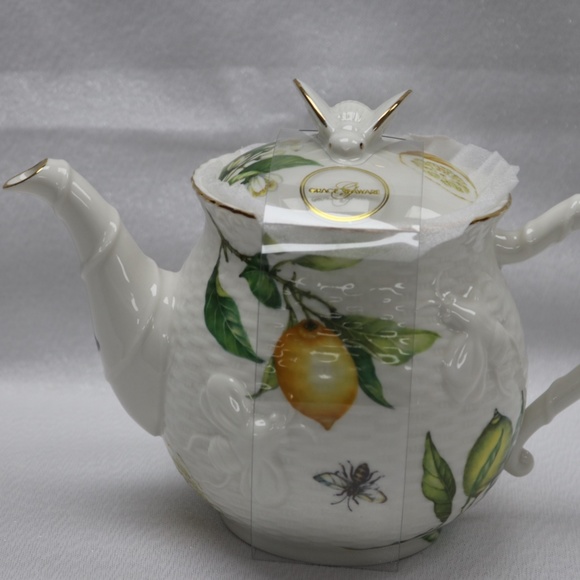 GRACE TEAWARE LEMONS BUTTERFLIES BEES COFFEE TEAPOT - NEW